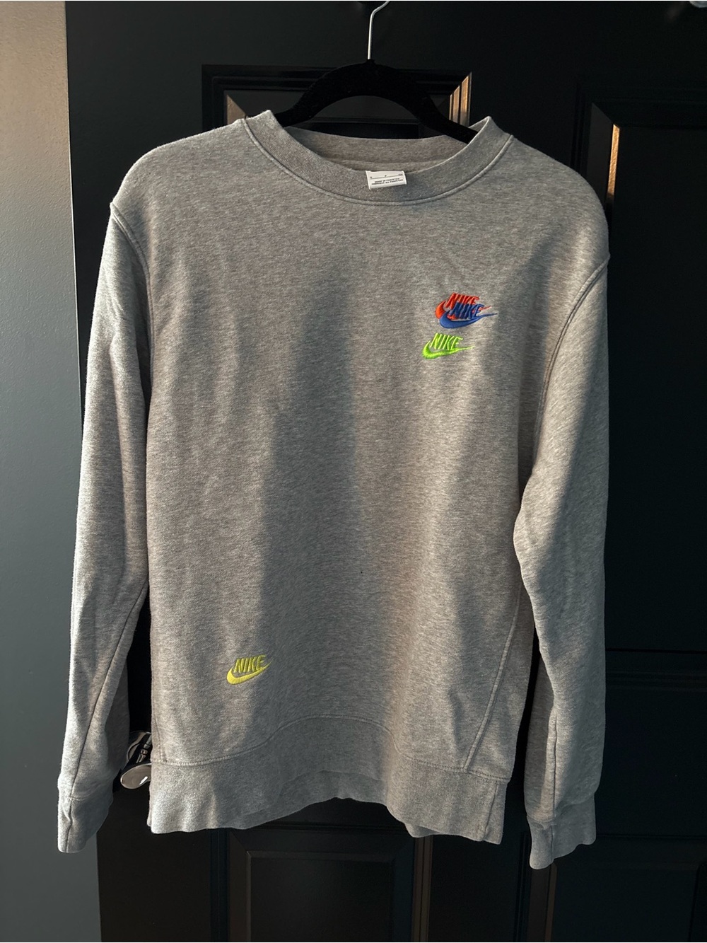 Nike Logo Crewneck Sweatshirt Grey Double Stack Logo Size Small